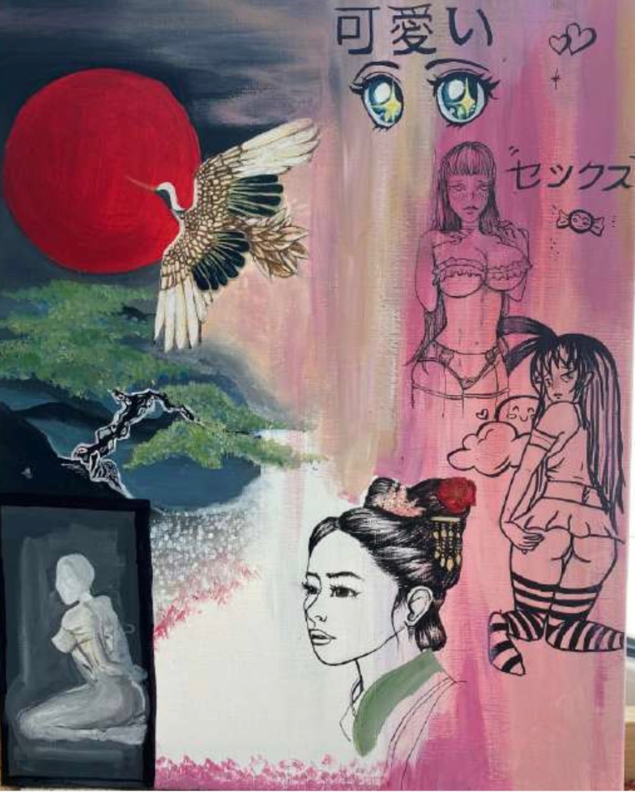 Japanese mixed media canvas