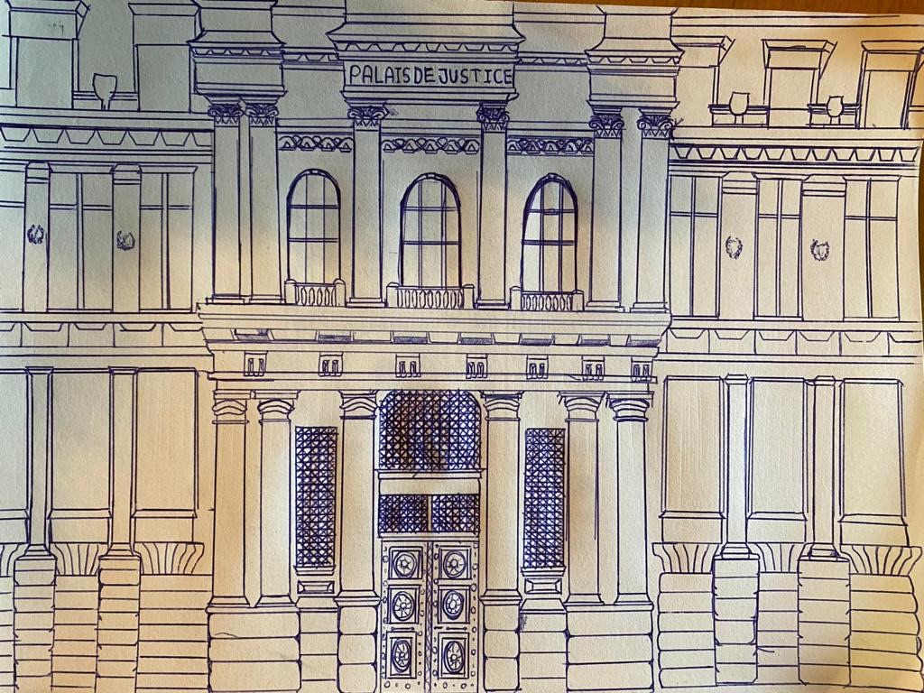 Palais de Justice ink drawing