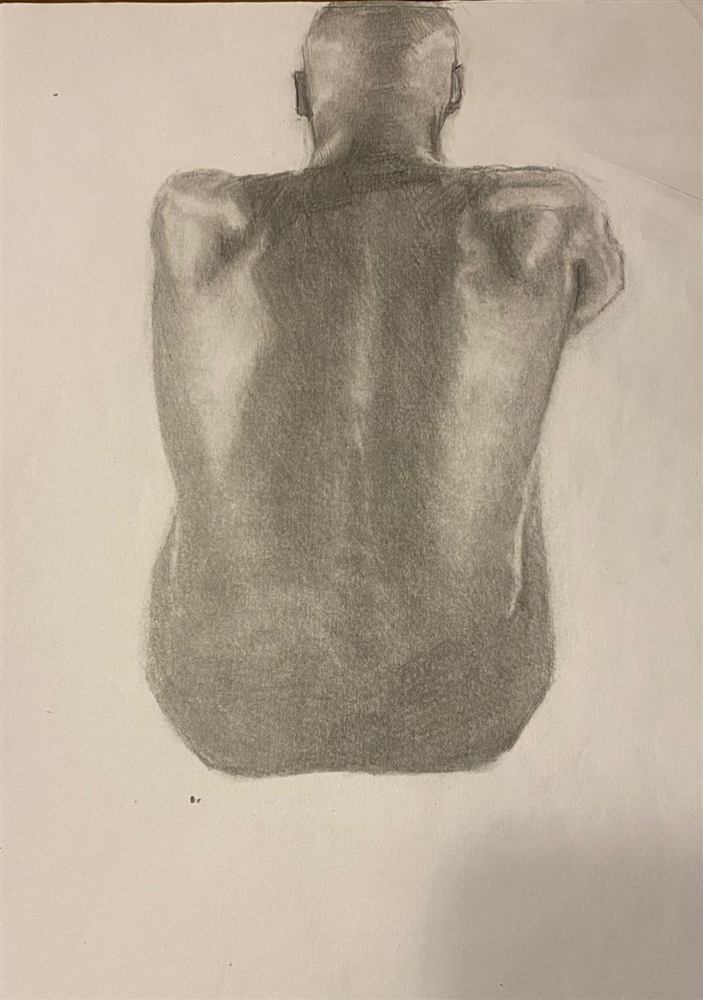 Study of a male back in graphite